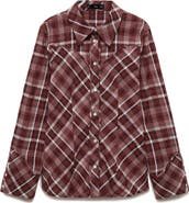 MANGO Plaid Snap-Up Shirt