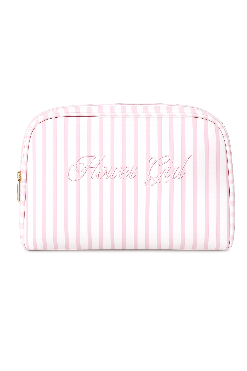 Flower Girl Striped Cosmetic Bag, Main, color, Pink