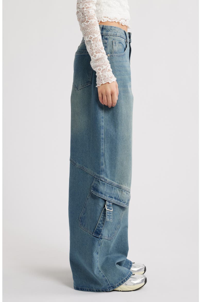 High Waist Baggy Cargo Jeans, Alternate, color, INDIGO