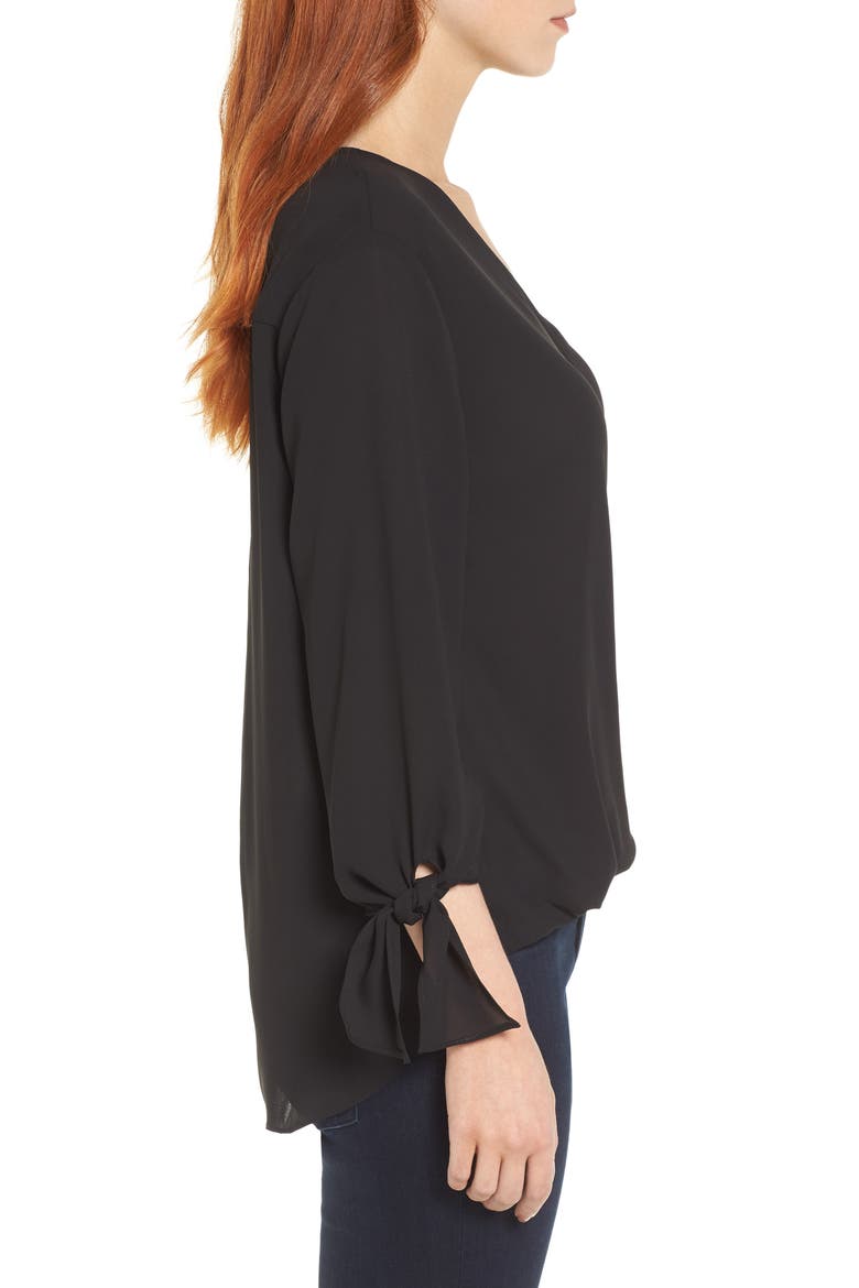 Surplice Neck Top, Alternate, color, BLACK