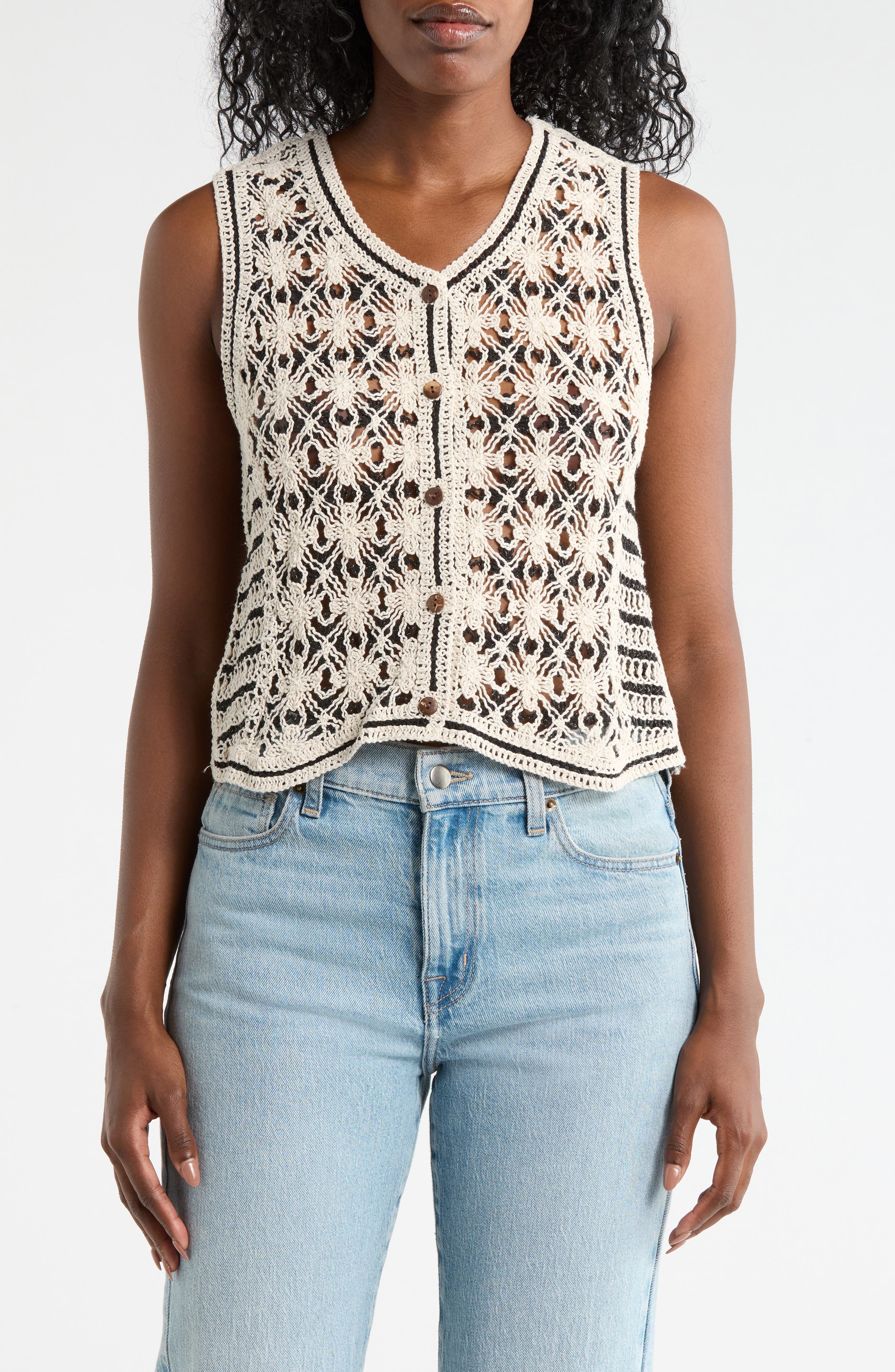 Forgotten Grace Two-Tone Crochet Tank