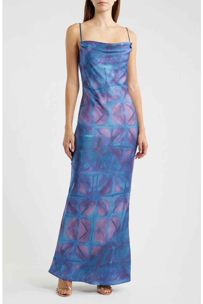 Bronte Cowl Neck Maxi Dress, Main, color, BLUE MULTI