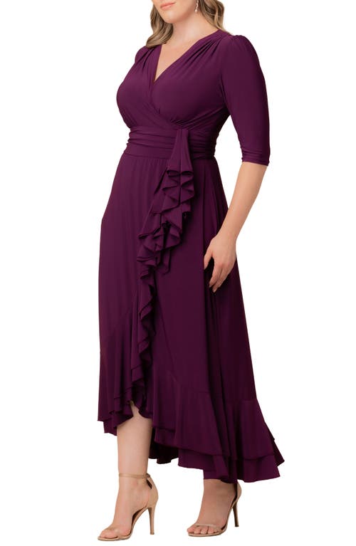 Kiyonna Veronica Ruffled High-low Evening Gown In Purple