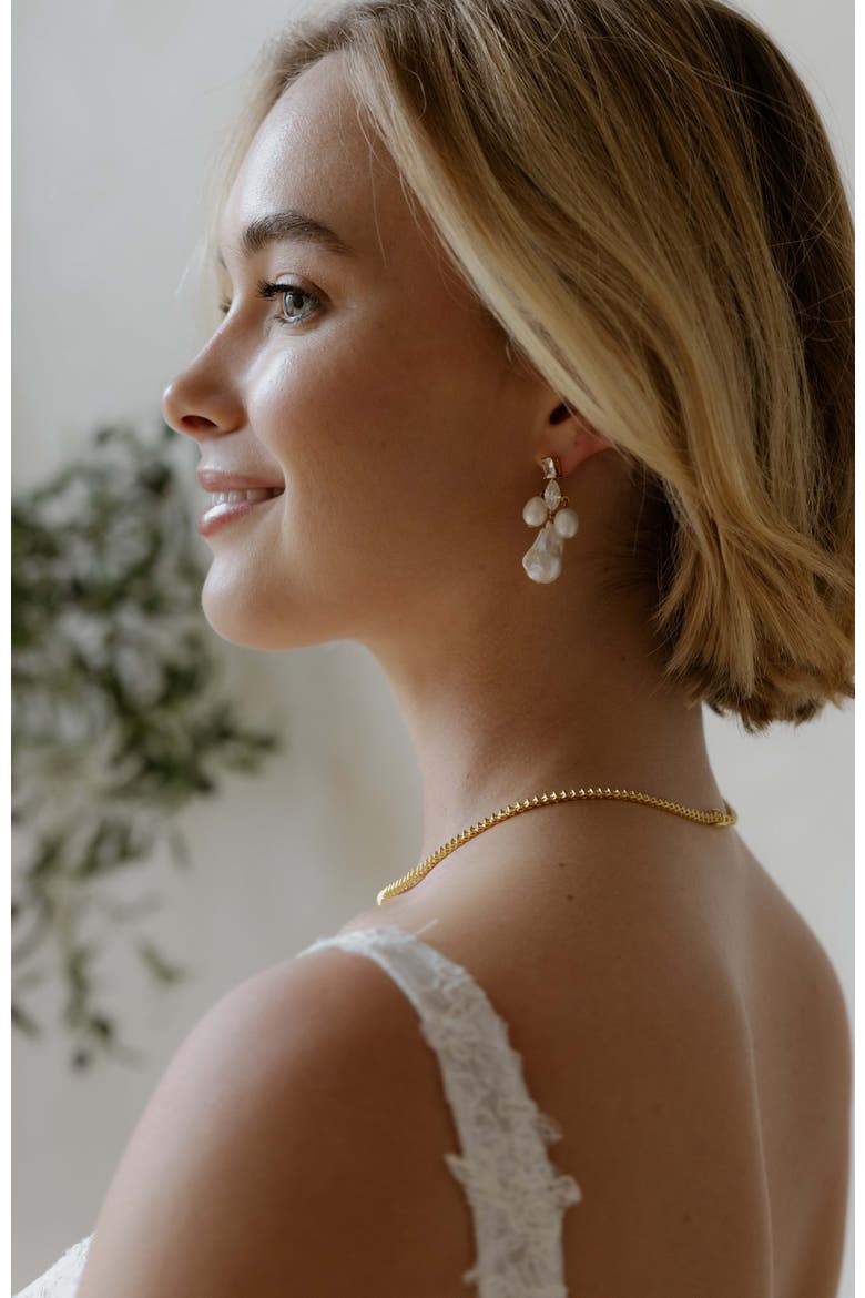 Astoria Freshwater Pearl Drop Earrings, Alternate, color, Gold