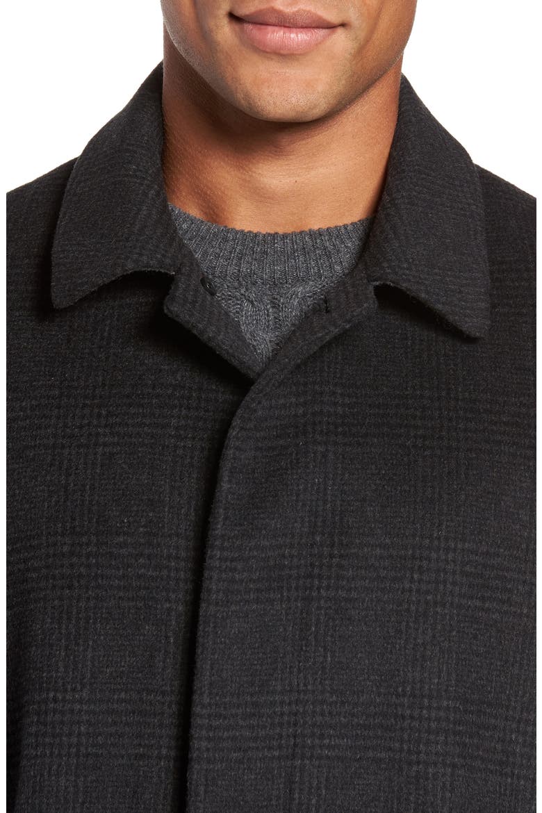 Turner Plaid Wool Blend Topcoat, Alternate, color, DARK CHARCOAL