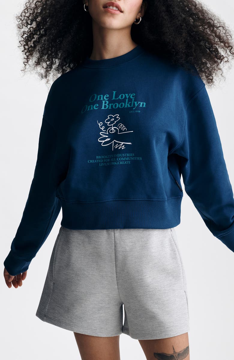 Brooklyn Industries Graphic Sweatshirt, Main, color, Navy Peony