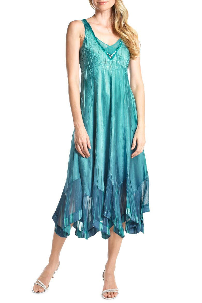 Embellished Midi Dress with Jacket, Alternate, color, MARINE GLASS BLUE OMBRE