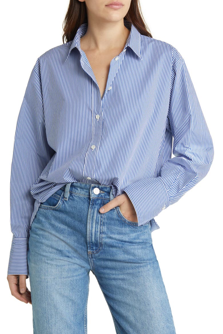 The Oversize Organic Cotton Button-Up Shirt, Main, color, ULTRAMARINE MULTI