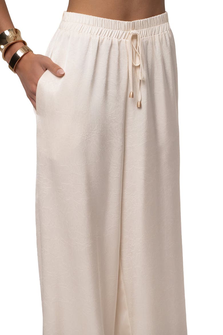 Draped Satin Pant Set, Alternate, color, Cream