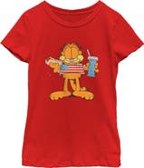 Garfield Girl's Garfield American Hot Dog Love Cat Graphic T-Shirt