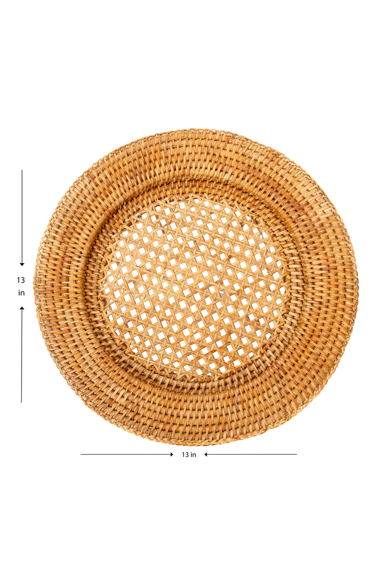 Open Weave Rattan Charger, Alternate, color, Honey Brown