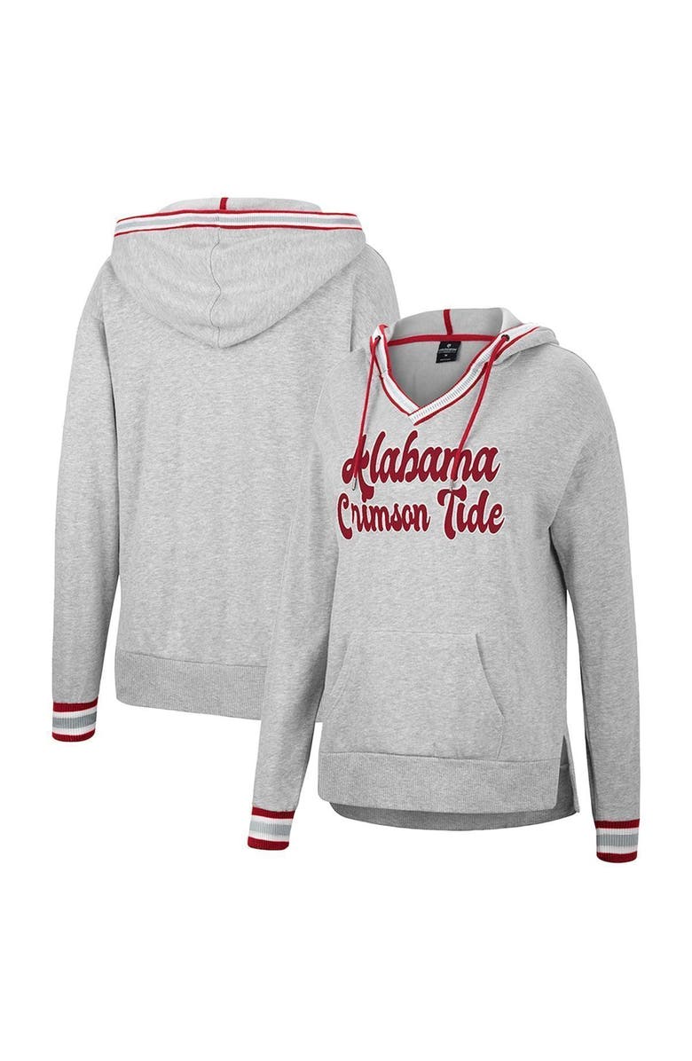 COLOSSEUM Women's Colosseum Heathered Gray Alabama Crimson Tide Andy V-Neck Pullover Hoodie, Main, color, 