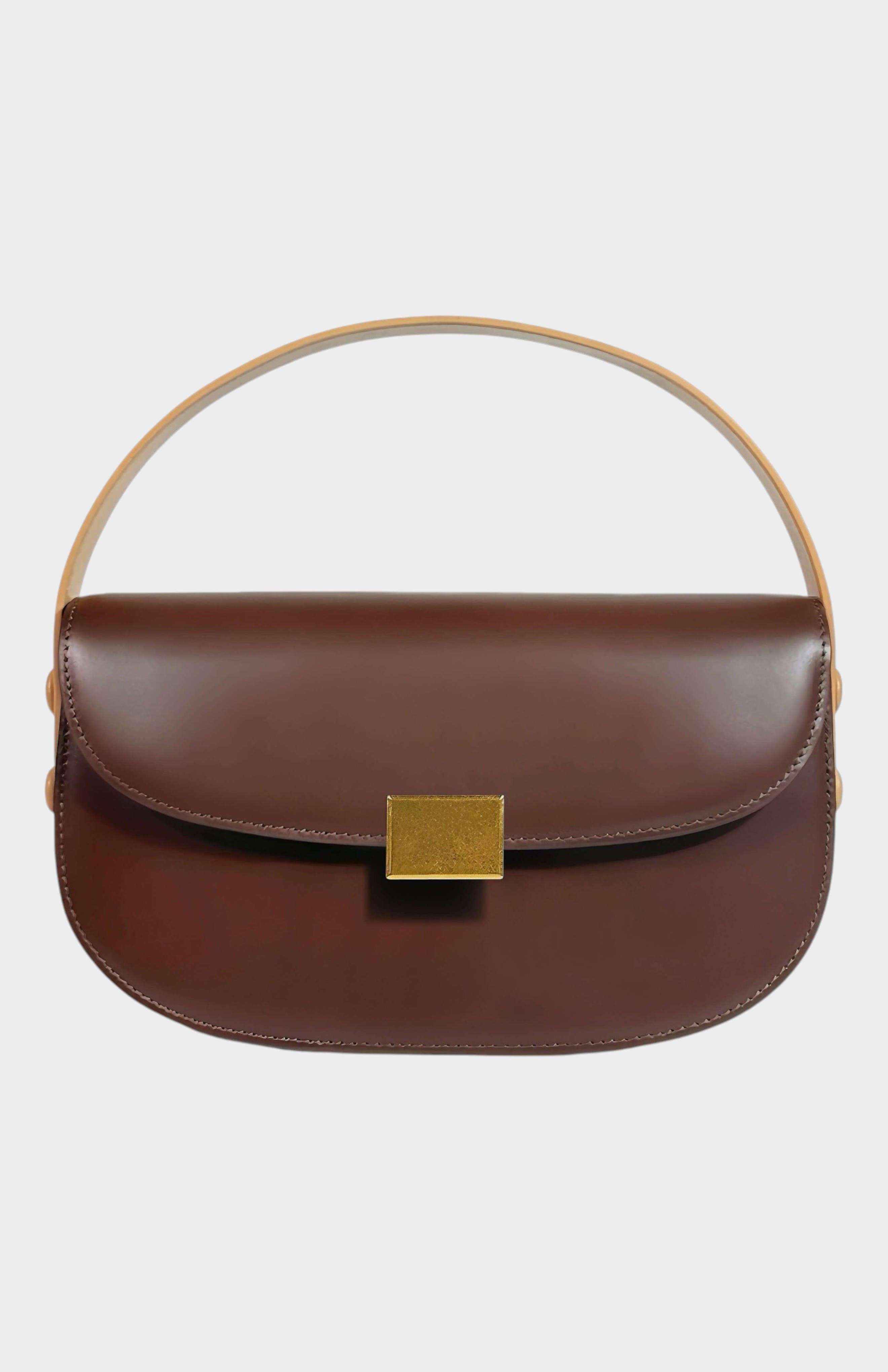 London Genuine Nappa Leather Top Handle Bag, Main, color, Caramel