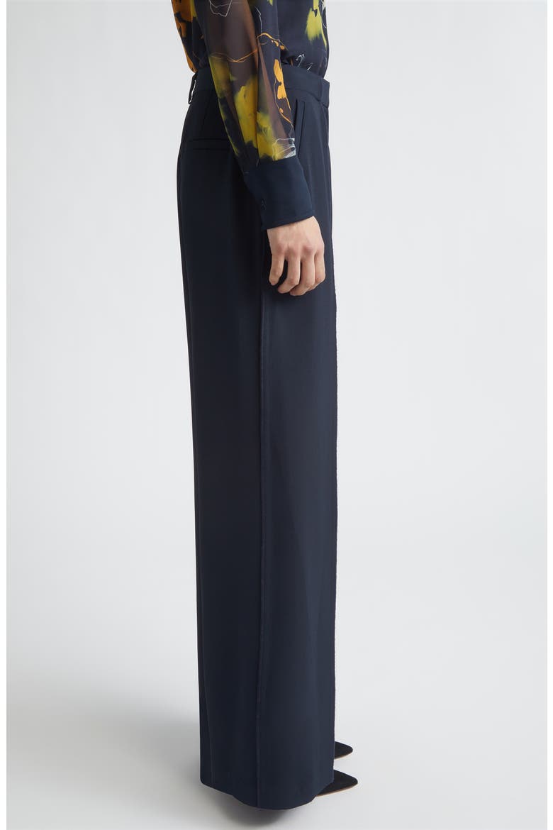 Pintuck Straight Leg Cady Trousers, Alternate, color, ULTRA NAVY