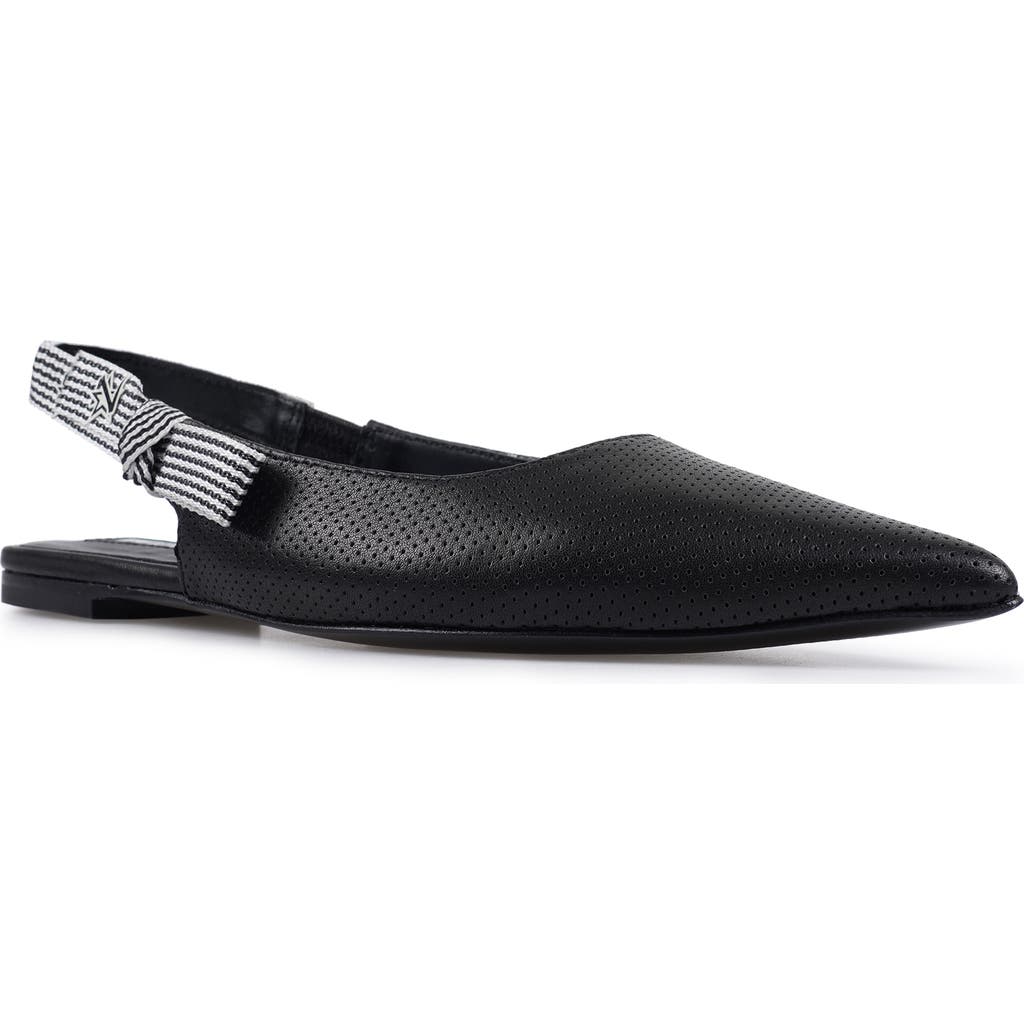 Zigi Complete Pointed Toe Slingback Flat In Black