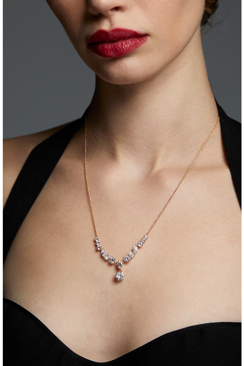 Beatrix Mixed Cubic Zirconia Frontal Necklace, Alternate, color, GOLD