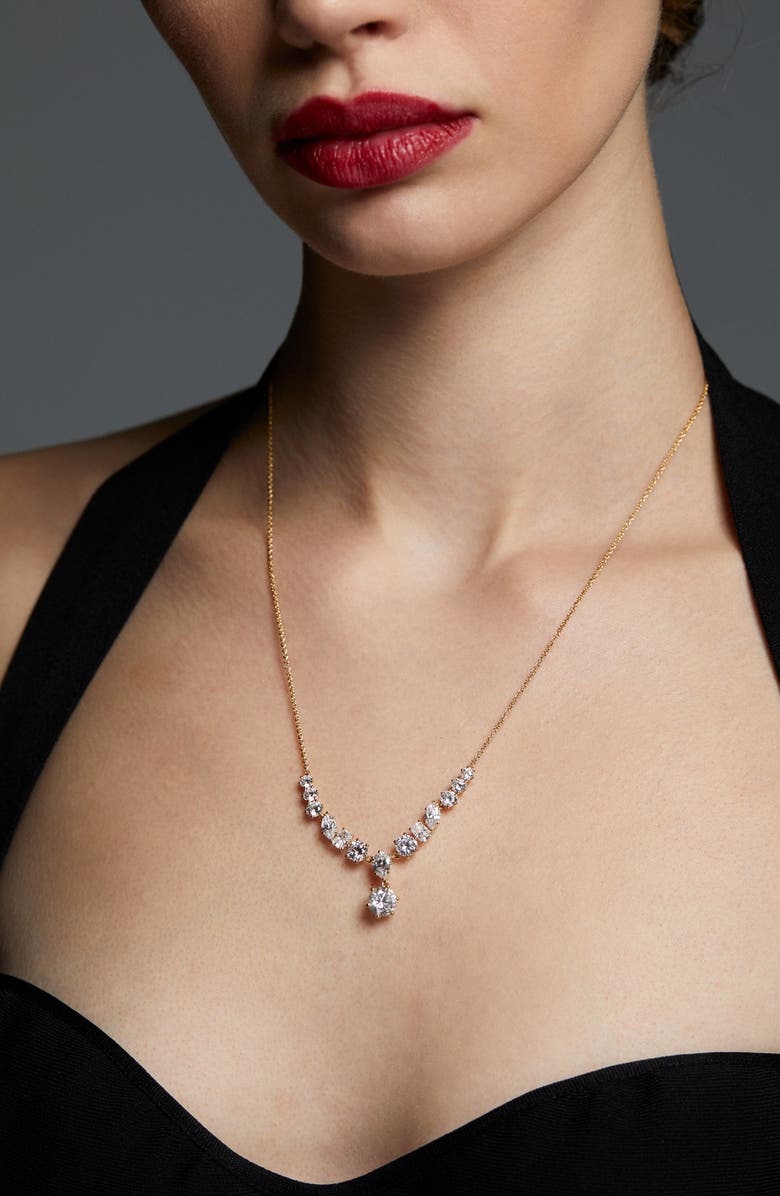 Nadri Beatrix Mixed Cubic Zirconia Frontal Necklace, Alternate, color, Gold