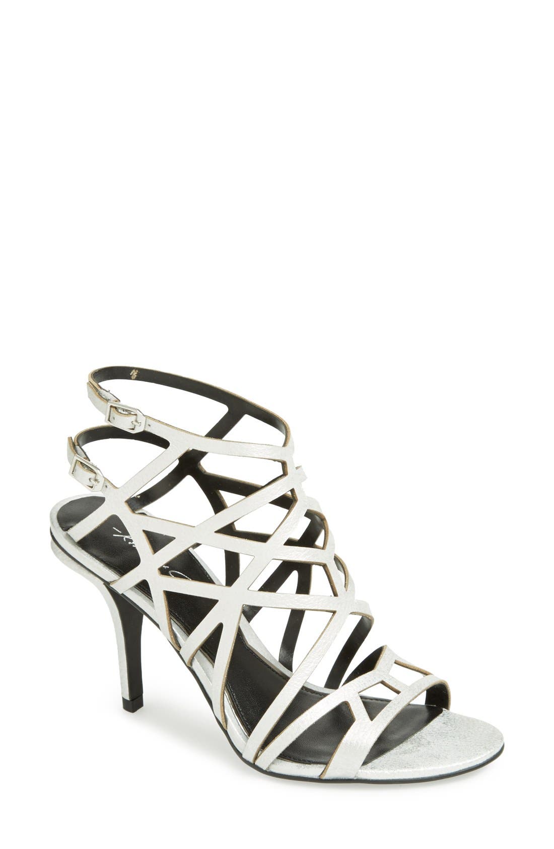 Cage Sandal, Main, color, SILVER
