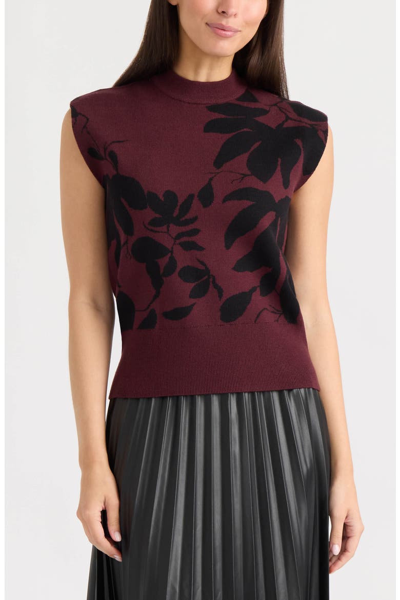 Floral Jacquard Sleeveless Sweater, Main, color, WINETASTING