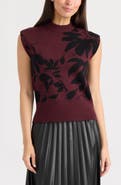 Ellen Tracy Floral Jacquard Sleeveless Sweater