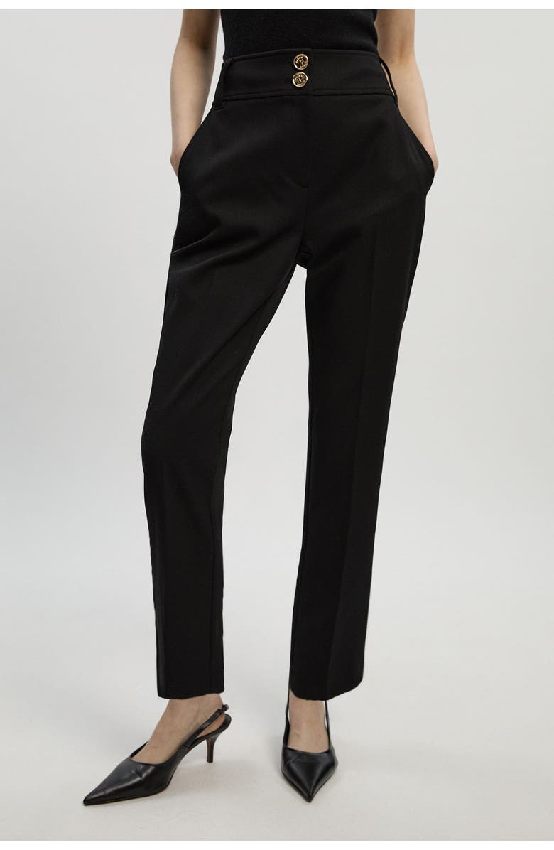 Karen Millen Textured Stretch Straight Leg Trouser, Main, color, Black