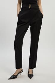 Karen Millen Textured Stretch Straight Leg Trouser