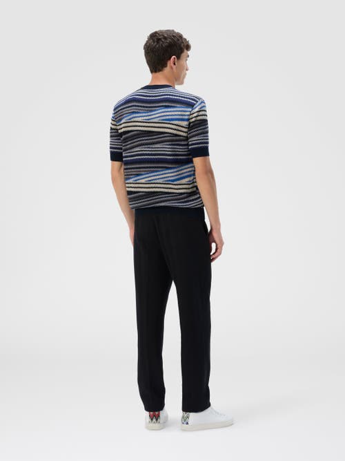 Missoni Short Sleeve T-shirt With Striped Micro Zigzag In Blue