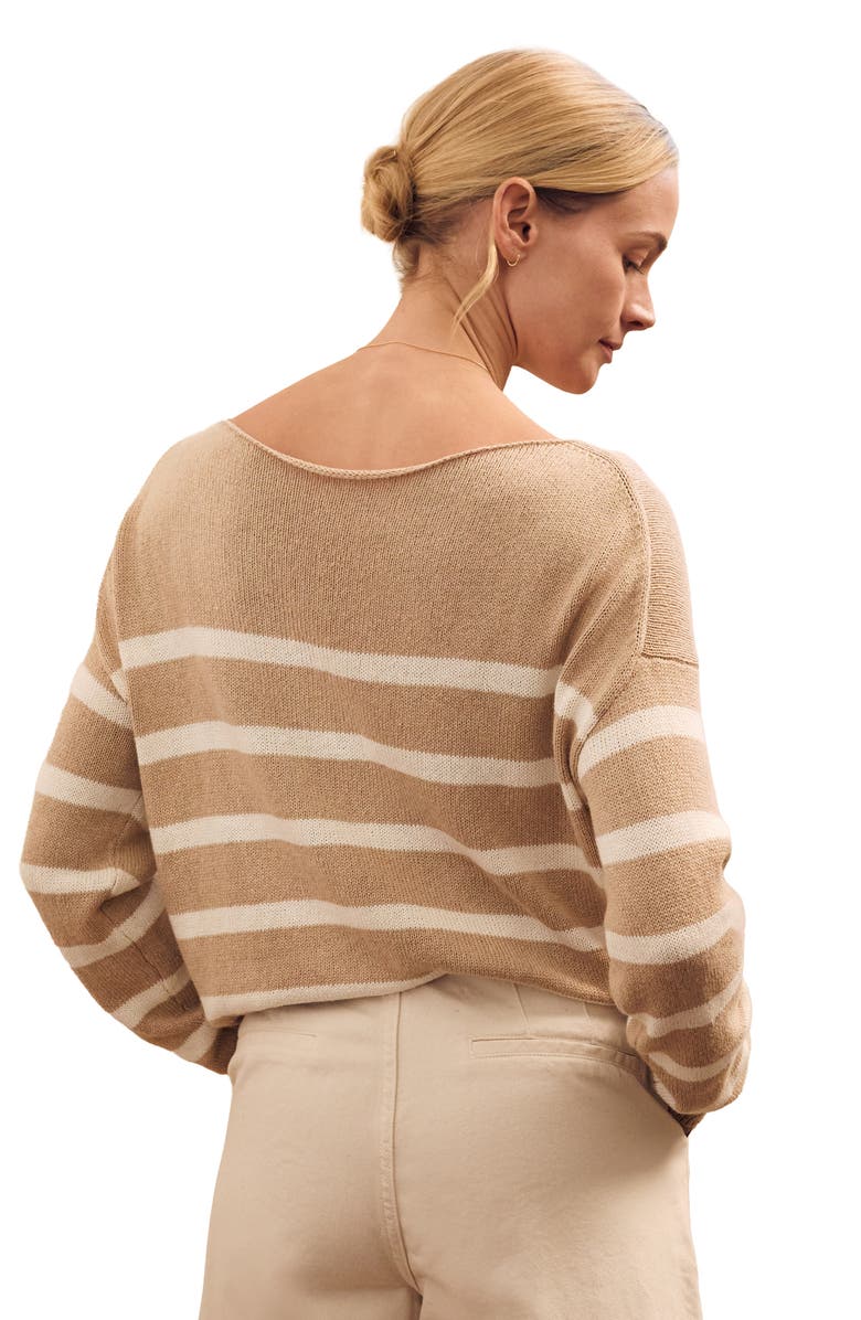 Celtic & Co. Gauzy Boat Neck Sweater, Alternate, color, Oatmeal Stripe