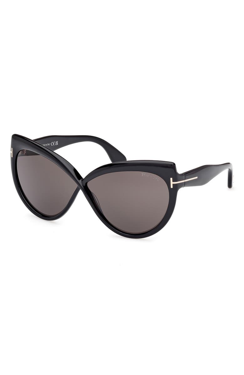 TOM FORD 65mm Butterfly Sunglasses, Alternate, color, 