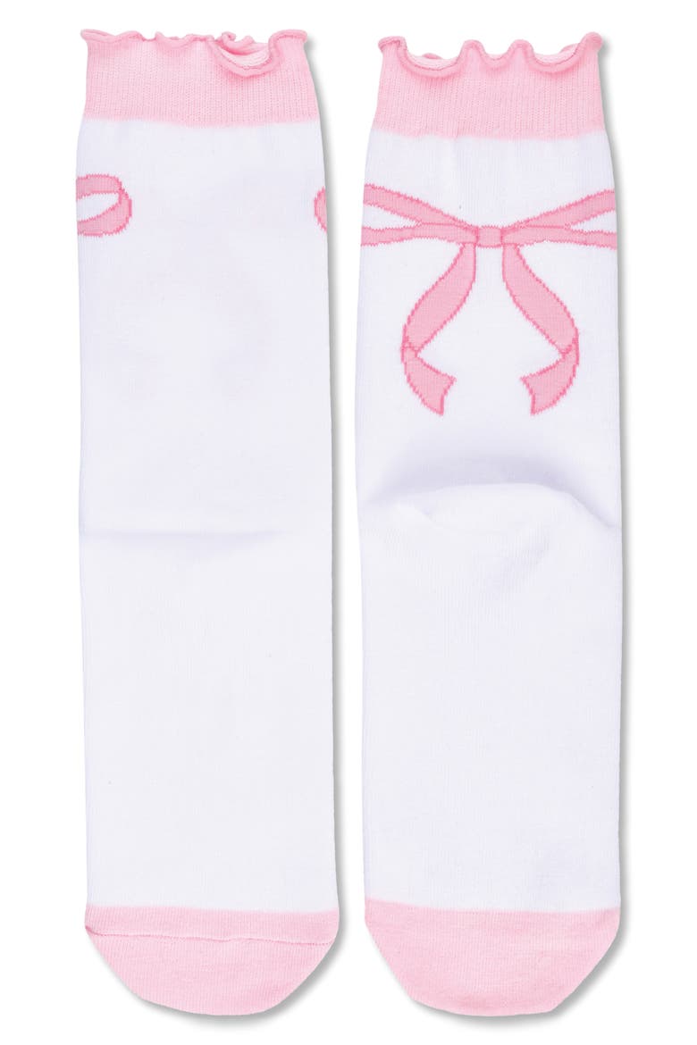 Kids' Bow Crew Socks, Alternate, color, WHITE/ PINK MULTI
