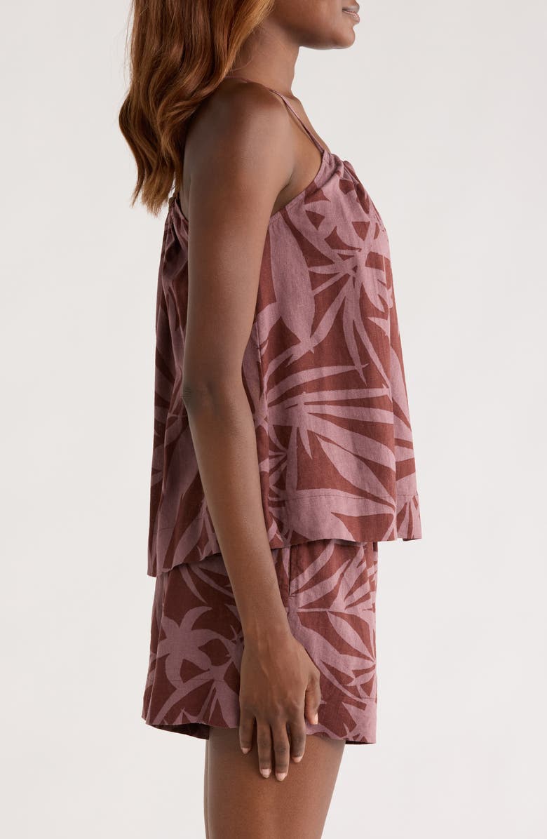 Nordstrom Vacation Linen Blend Short Pajamas, Alternate, color, Brown Tropical Vine