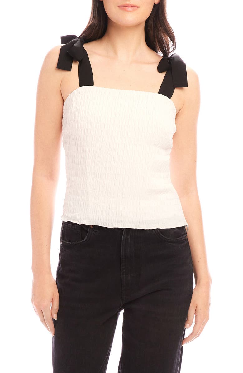 FIFTEEN TWENTY Annie Smocked Tie Strap Top, Main, color, Cream