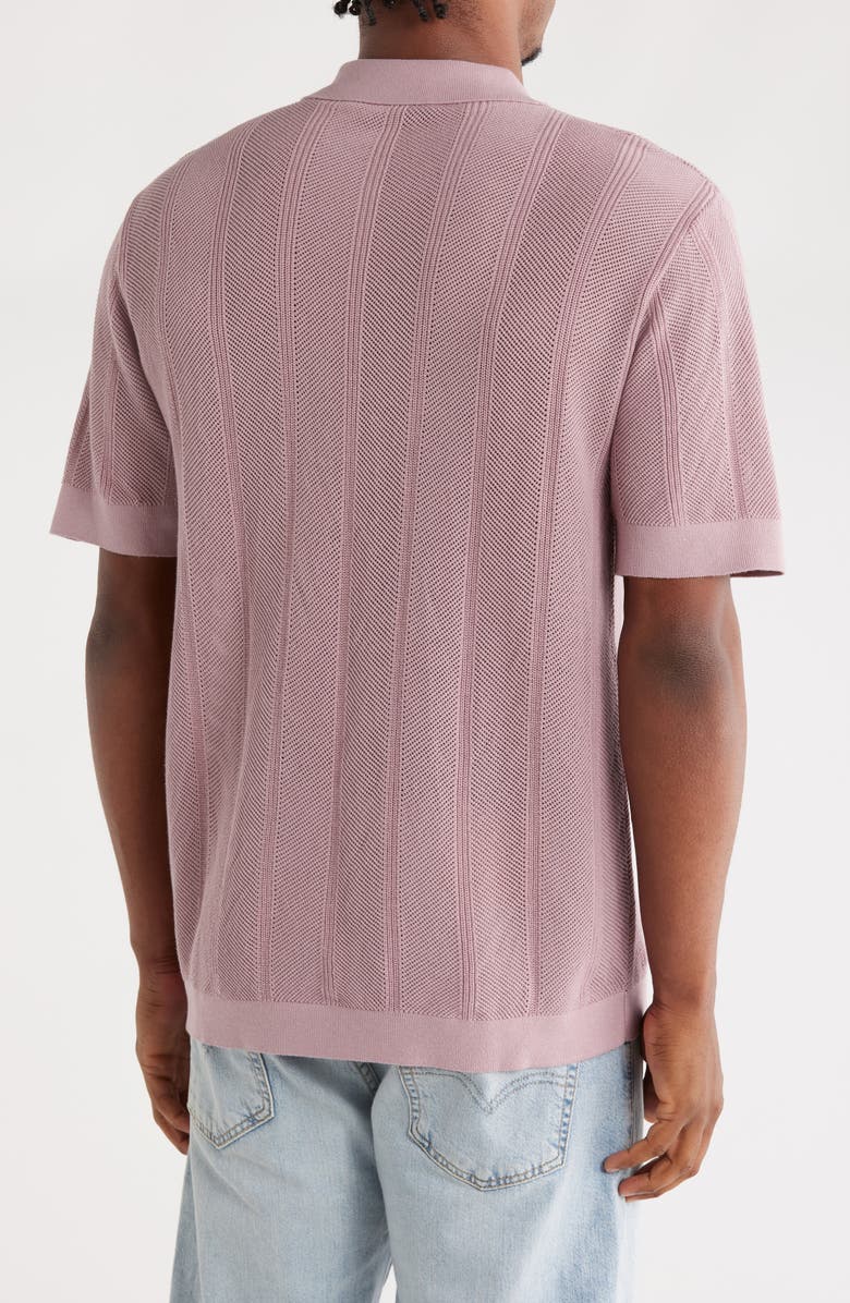 WeSC Loose Weave Short Sleeve Cotton Button-Down Sweater, Alternate, color, Deauville Muave