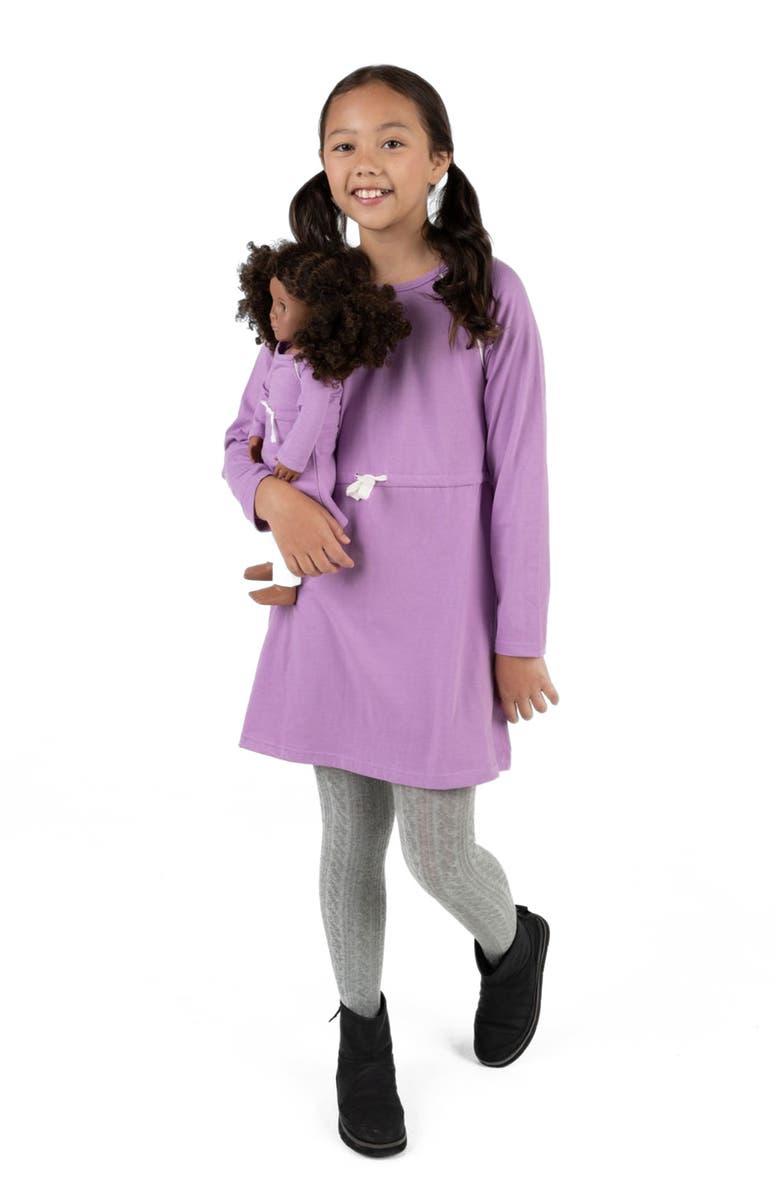 Leveret Girls Bow Tie Dress with Matching Doll Dress, Alternate, color, Purple