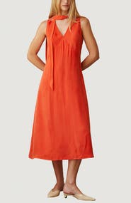 CRESCENT Cupro Midi Dress with Scarf