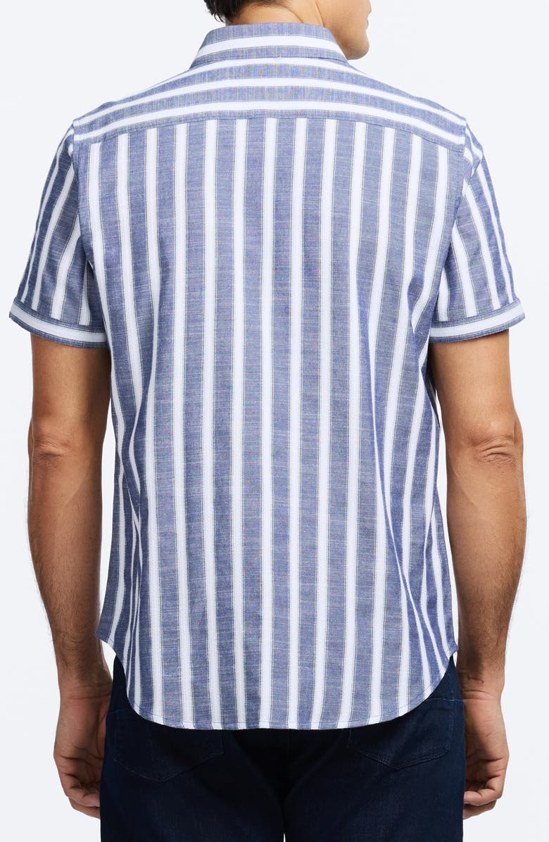Robert Graham Preston Stripe Cotton Blend Button-Up Shirt, Alternate, color, Navy