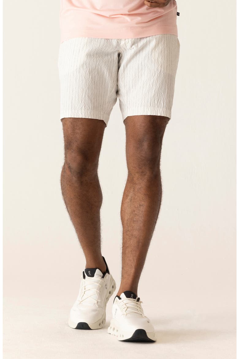 Oasis 8.5-Inch Flat Front Pinstripe Cotton Seersucker Bermuda Shorts, Main, color, WHITE/GREY