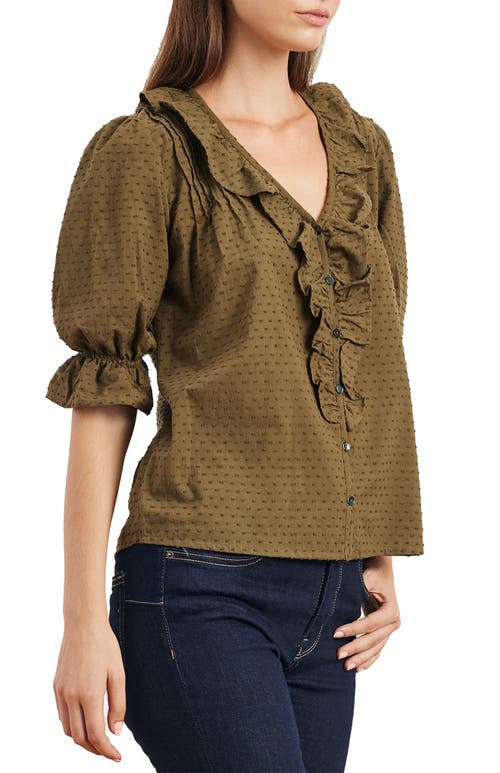 Paneros Clothing Chloe Cotton Ruffle Shirt In Animal Print