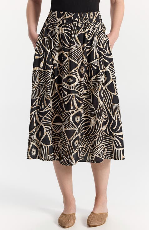 Varda Graphic A-line Midi Skirt