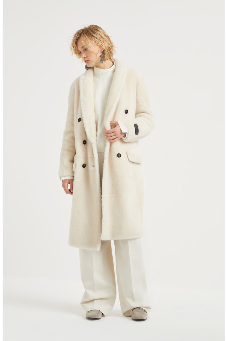 Shearling reversible coat, Alternate, color, White