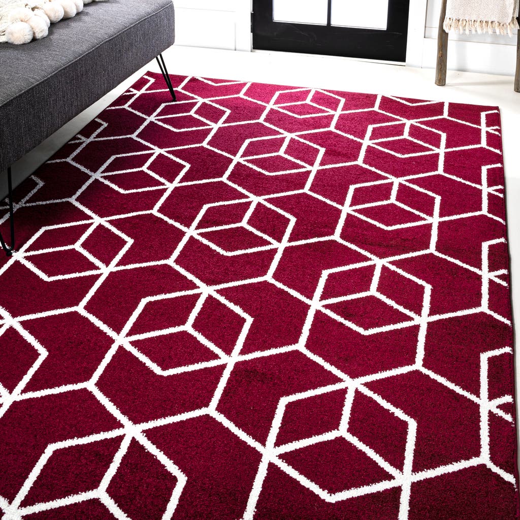 Jonathan Y Tumbling Blocks Modern Geometric Area Rug In Red/white