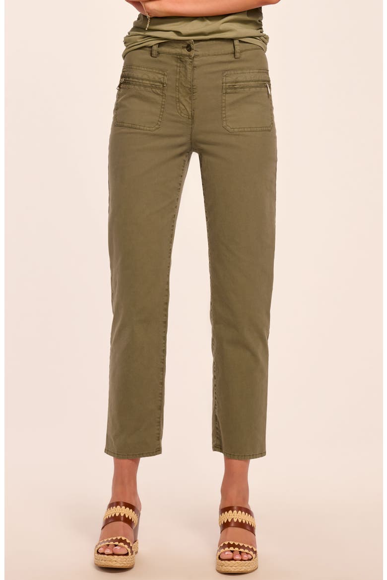 Emmy Stretch Cotton Twill Ankle Pants, Main, color, SAFARI GREEN