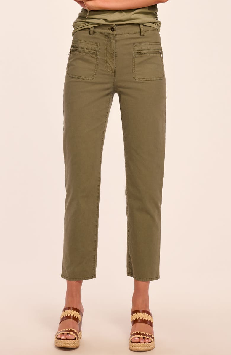 Ramy Brook Emmy Stretch Cotton Twill Ankle Pants, Main, color, Safari Green