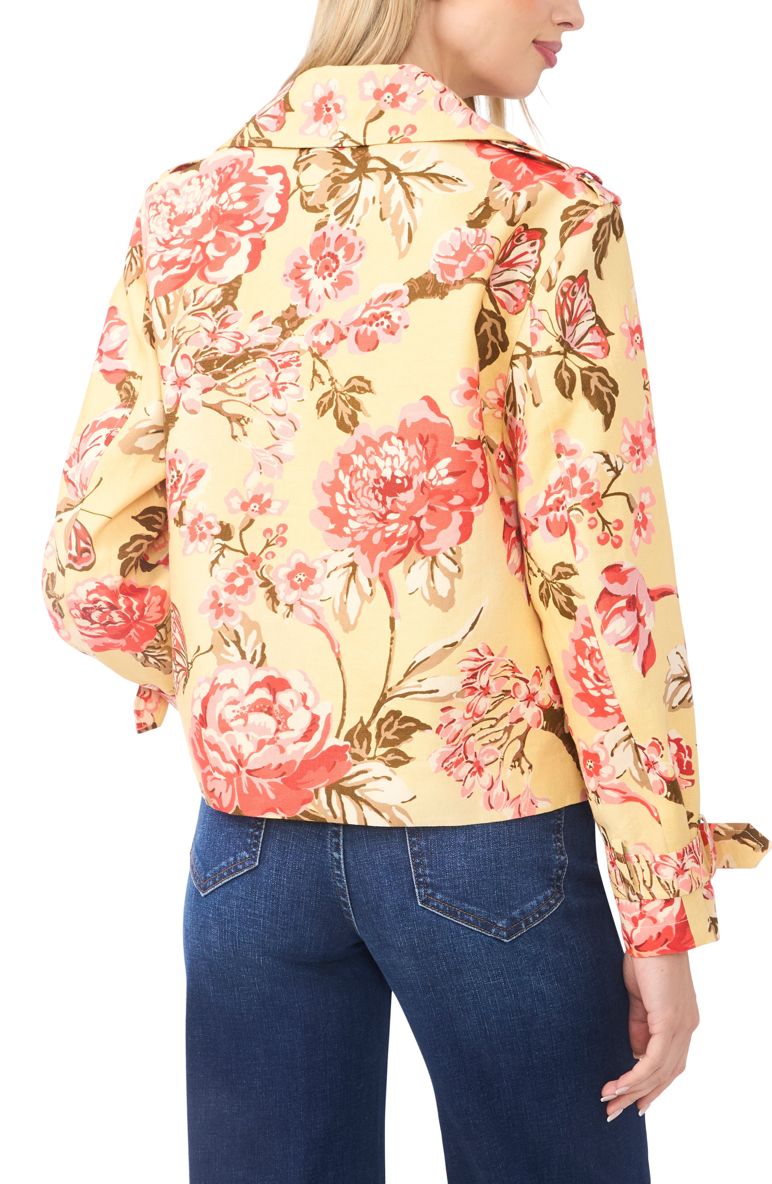 Leah Floral Crop Linen Trench Coat - image 2