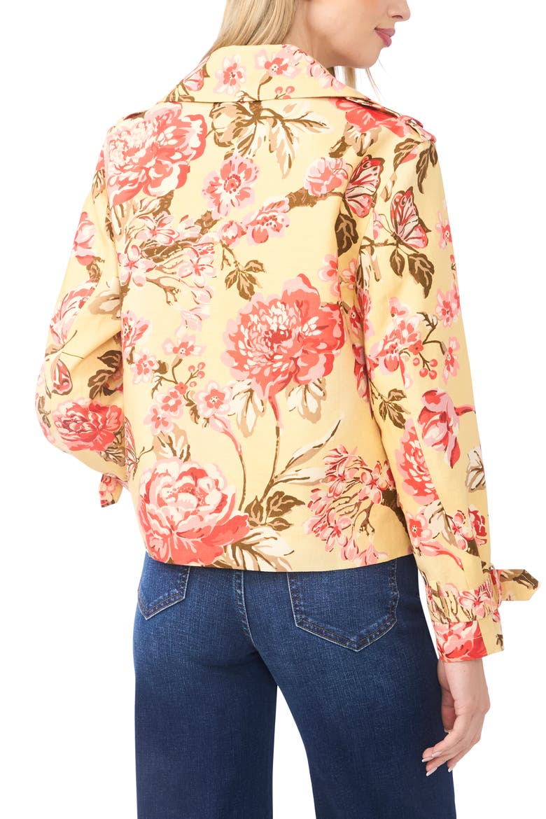 Leah Floral Crop Linen Trench Coat, Alternate, color, CREAMED CORN