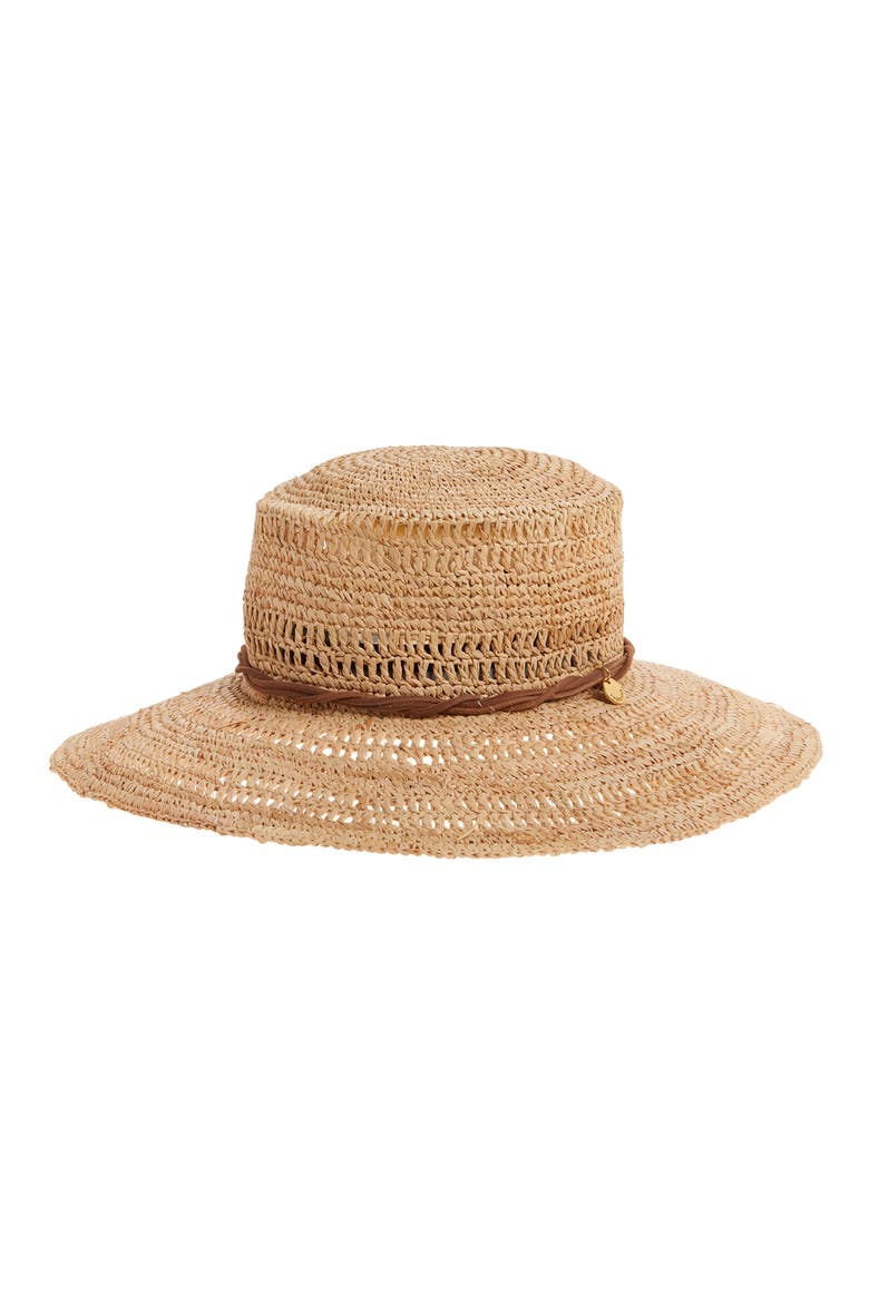 Raffia Straw Boater Hat, Main, color, NATURAL