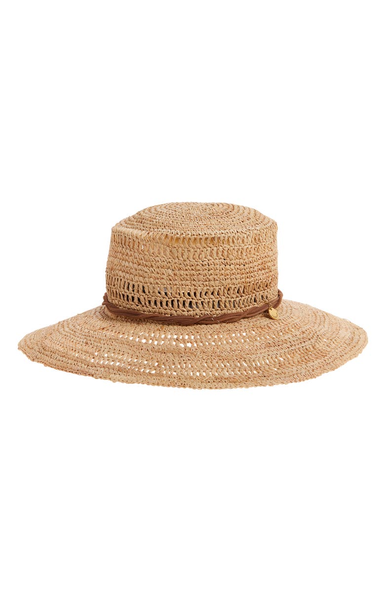 rag & bone Raffia Straw Boater Hat, Main, color, Natural