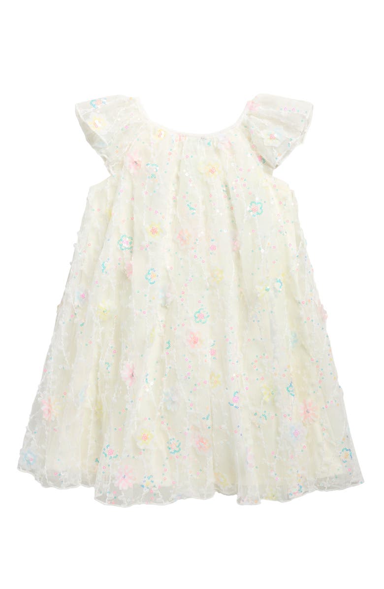 Zunie Kids' Sequin & Floral Appliqué Float Dress, Alternate, color, Ivory