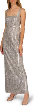 Aidan Mattox Sequin Sleeveless Gown