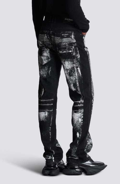Shop Balmain Trompe L'oeil Denim Pants In Elr Black/grey
